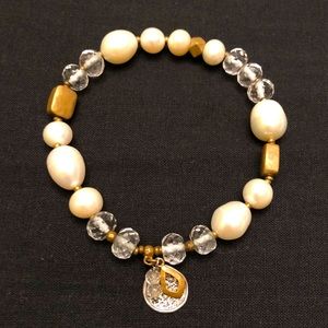 Silpada Gold/Pearl Stretch Bracelet